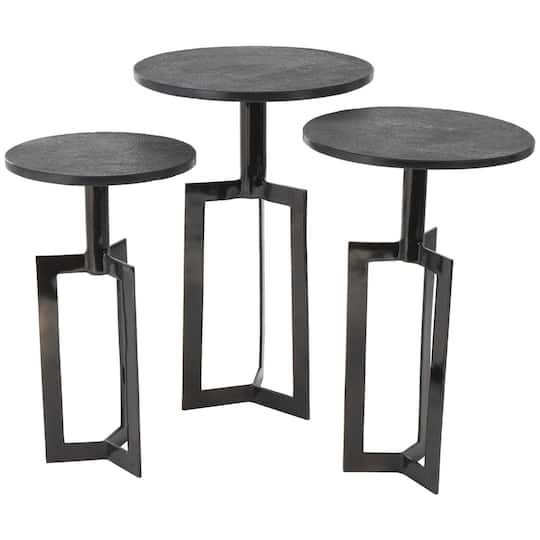Black Aluminum Metal Tripod Accent Table Set